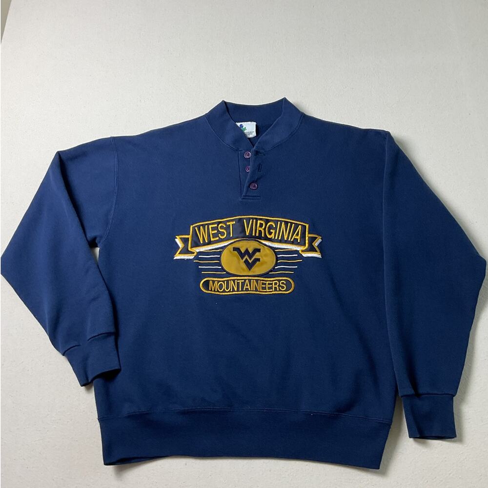 Vintage West Virgina Mountainers Mens Large Long Sleeve pullover Sweatshirt